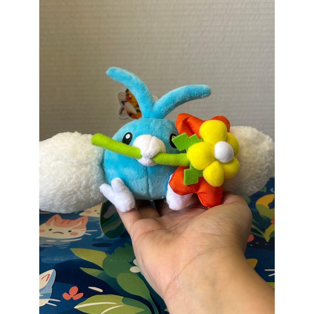Pokemon Center Mega Tokyo Swablu Plush Keychain Holding Flower NWT - Picture 7 of 13